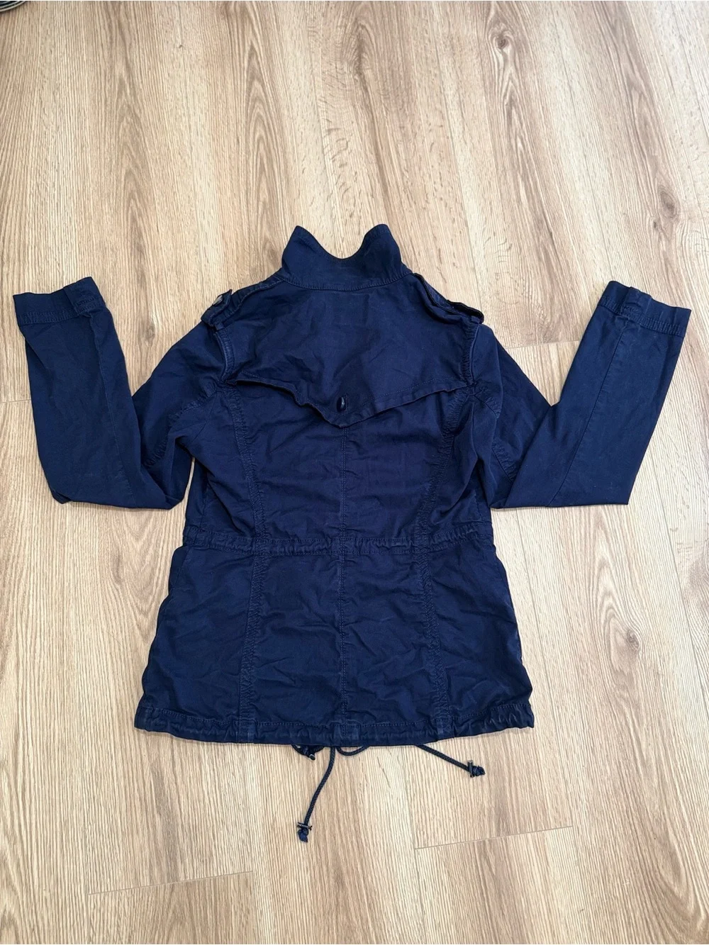 Tory Burch Dark Navy Cotton Utility Jacket with Drawstring Waist